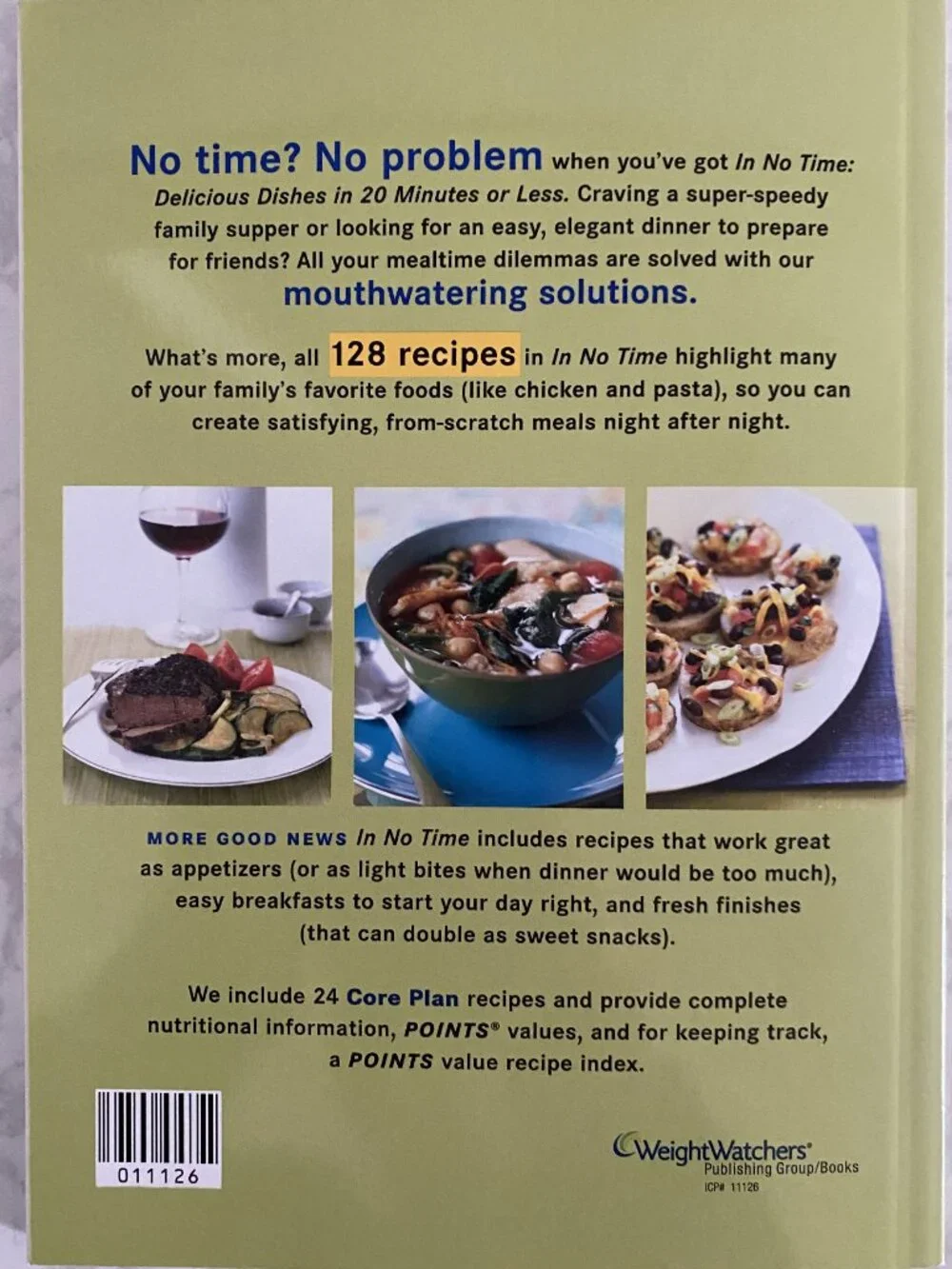 Lot of 2 WEIGHT WATCHERS Cookbooks Cook it Quick! & In No Time